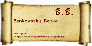 Benkovszky Benke névjegykártya